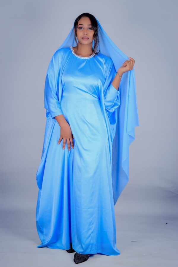 Elegant Satin Abaya – Modest & Stylish Wear blue