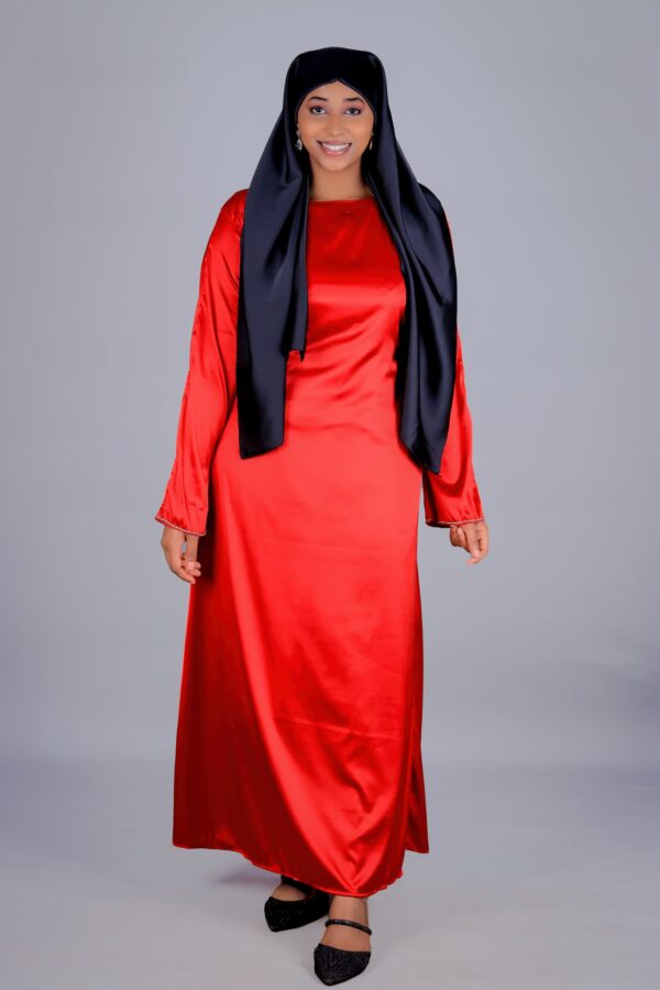 Elegant Satin Abaya – Modest & Stylish Wear red